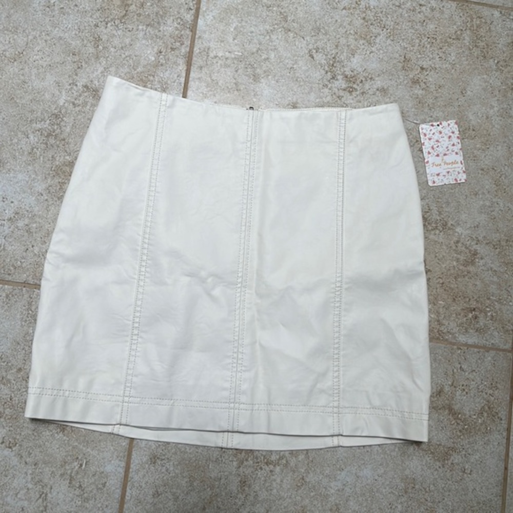 Free People White Faux Leather Skirt